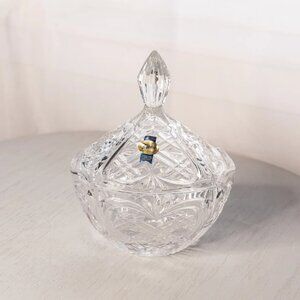 Vintage Fostoria Crystal Lidded Oval Dish with Finial